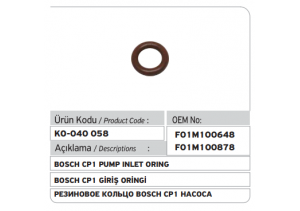 Bosch CP1 Pompa Giriş Oringi (F01M100648 - F01M100878)